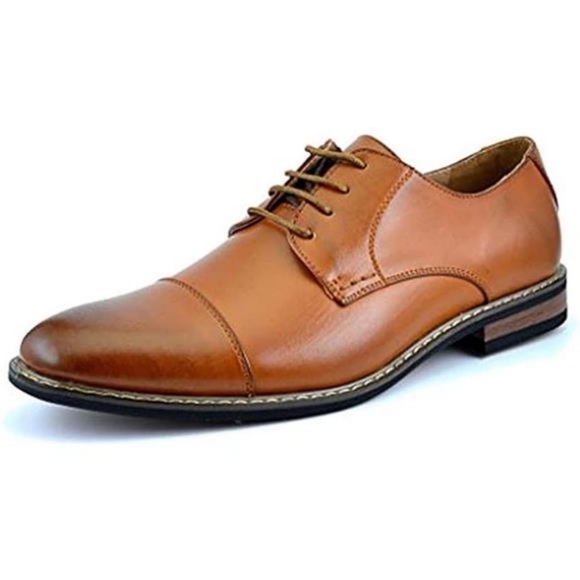 Men's Prince Classic Modern Formal Oxford Wingtip Lace Up Dress Shoes - Picture 8 of 9